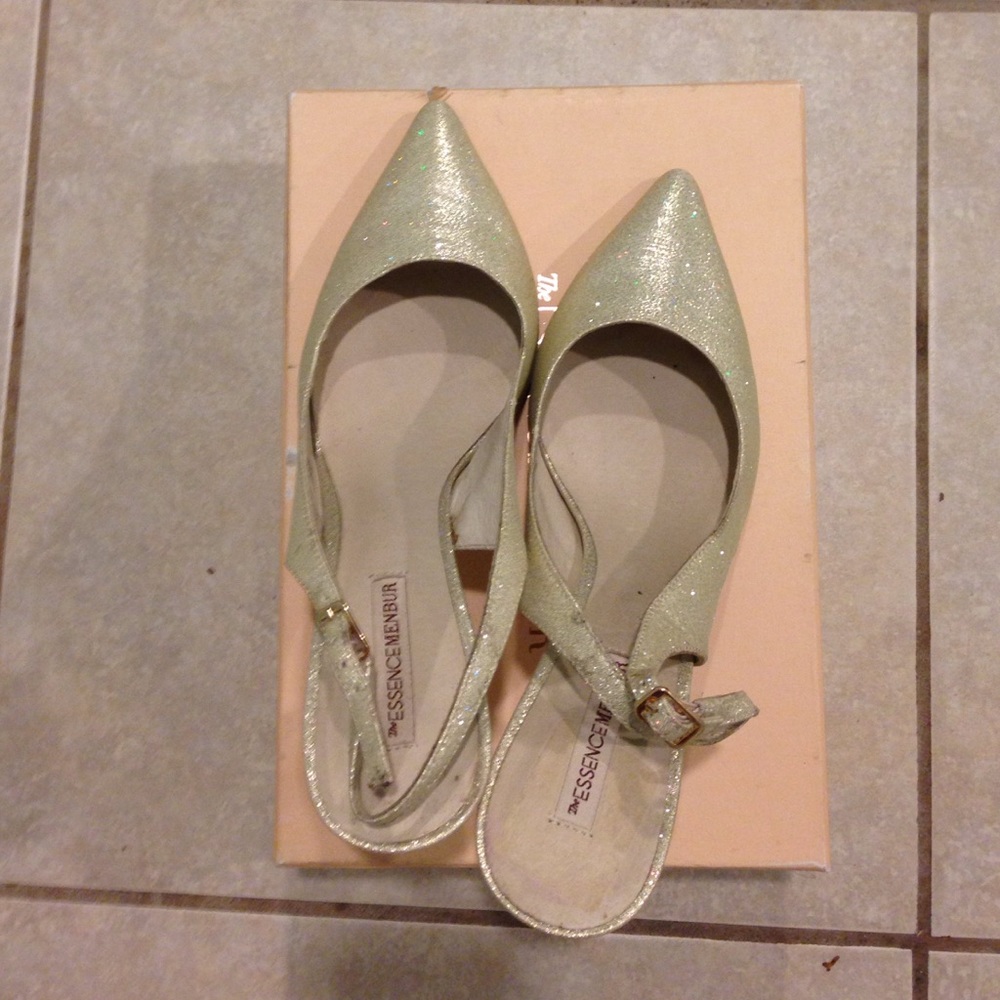 COPY - COPY - Gold Glittery Open Heel Pumps